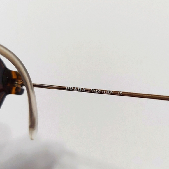 Prada Cat Eye Tortoise Frame Brown Lens Slim Gold Arm Ladies Sunglasses - Picture 9 of 10